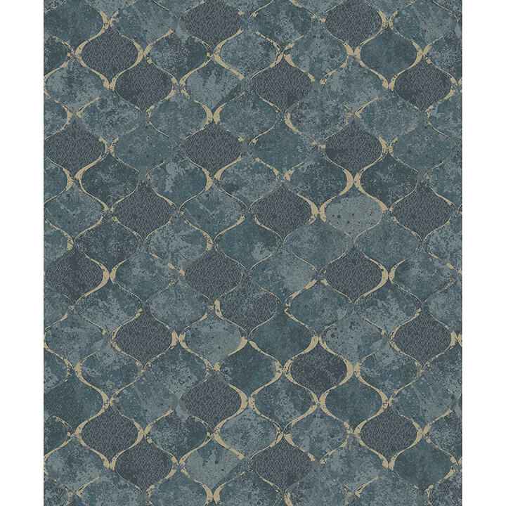 Pilak Blue Ogee Tile Wallpaper - York Wallcoverings - 4105-86607