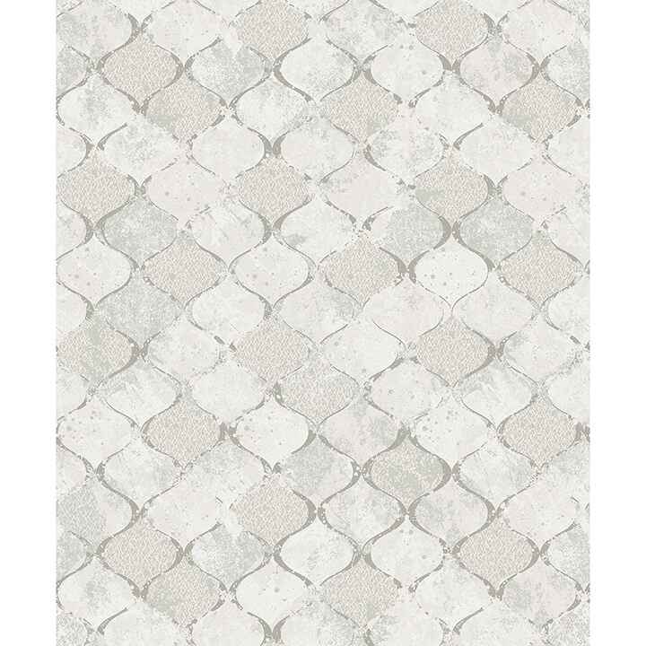 Pilak Silver Ogee Tile Wallpaper - York Wallcoverings - 4105-86608 - York Wallcoverings Wallpaper