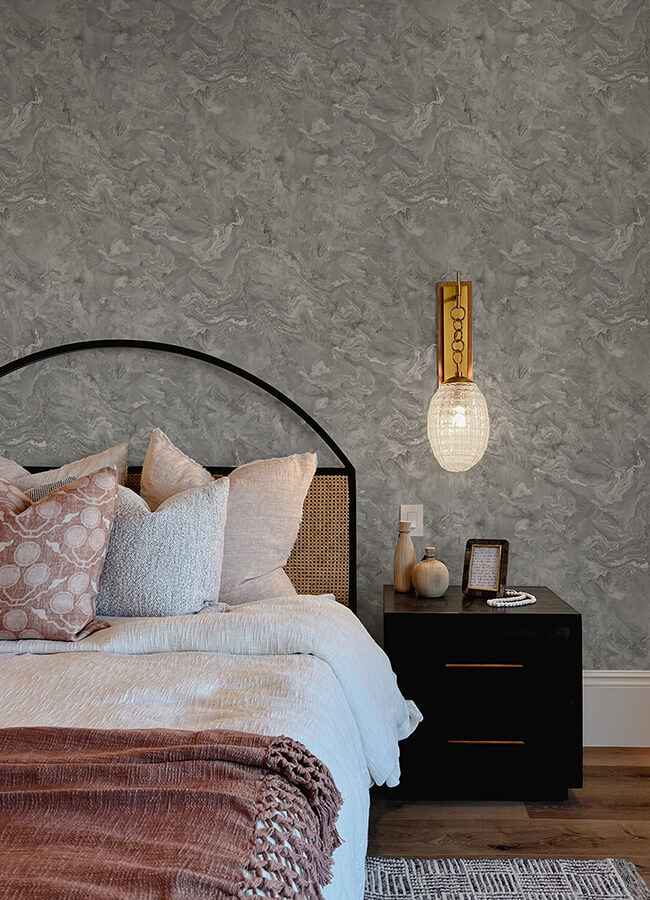 Meness Grey Metallic Marbling Wallpaper - York Wallcoverings - 4105-86618 - York Wallcoverings Wallpaper