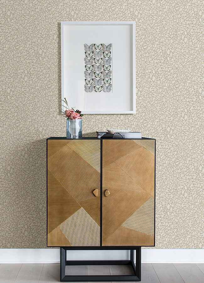 Soma Silver Metallic Crackling Wallpaper - York Wallcoverings - 4105-86624 - York Wallcoverings Wallpaper
