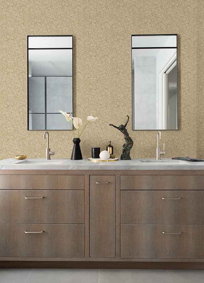 Bulan Gold Abstract Lines Wallpaper - York Wallcoverings - 4105-86632 - York Wallcoverings Wallpaper