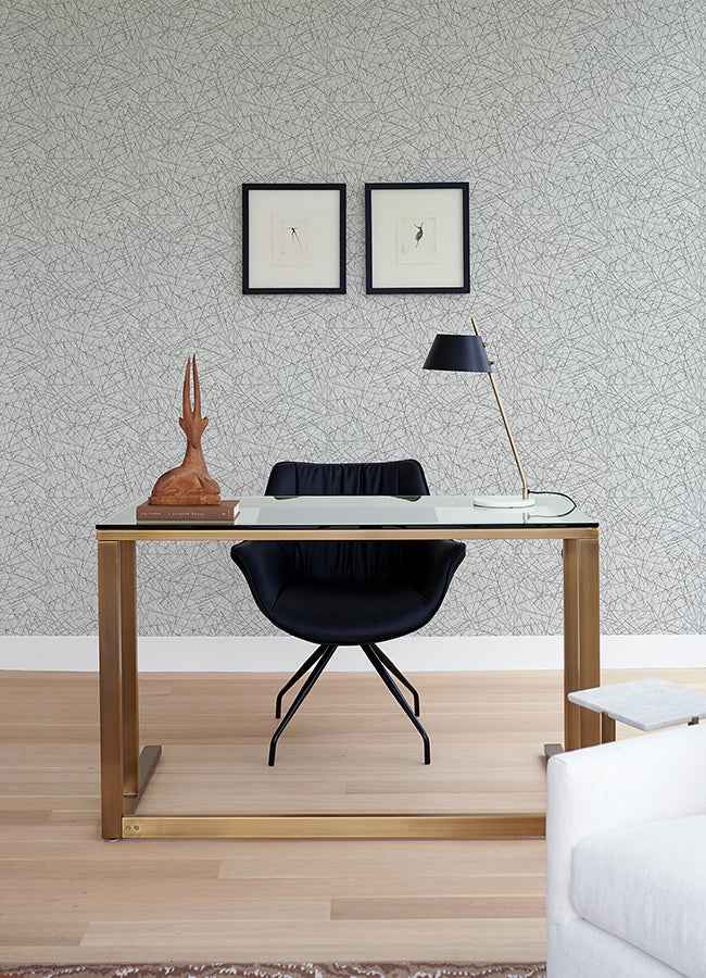 Bulan Silver Abstract Lines Wallpaper - York Wallcoverings - 4105-86633 - York Wallcoverings Wallpaper