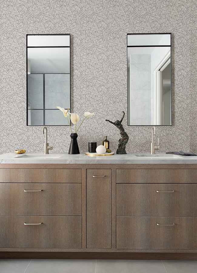 Bulan Silver Abstract Lines Wallpaper - York Wallcoverings - 4105-86633 - York Wallcoverings Wallpaper