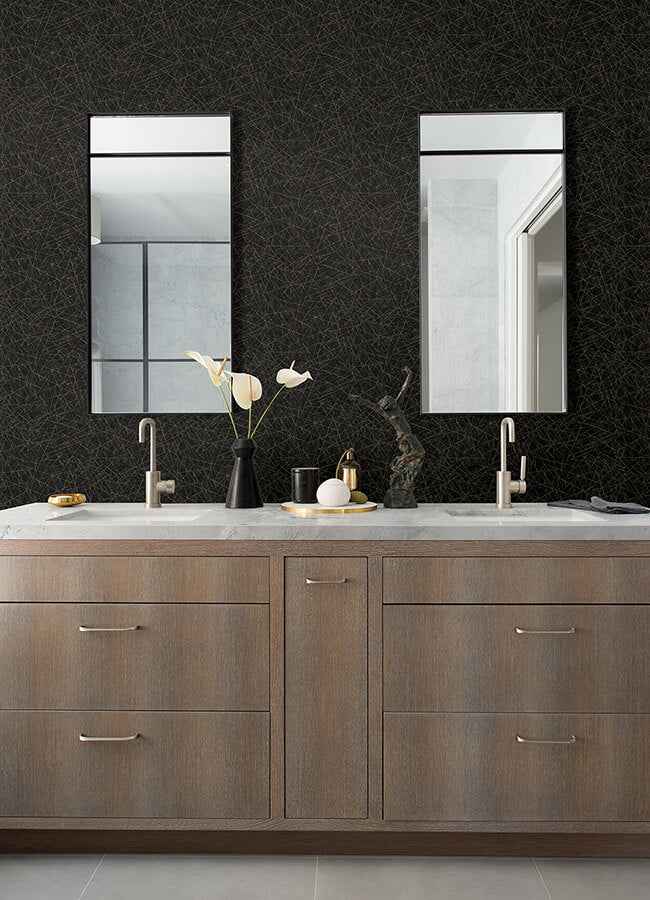 Bulan Black Abstract Lines Wallpaper - York Wallcoverings - 4105-86635 - York Wallcoverings Wallpaper