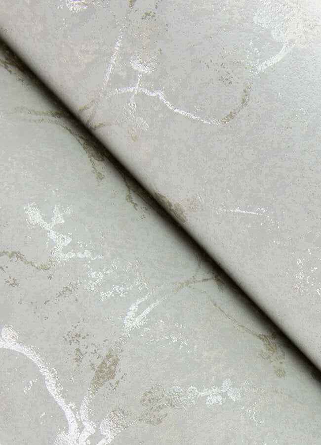 Mahina Silver Floral Vine Wallpaper - York Wallcoverings - 4105-86651 - York Wallcoverings Wallpaper