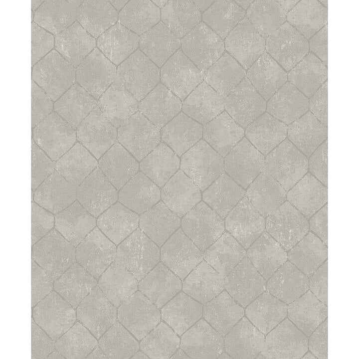 Rauta Silver Hexagon Tile Wallpaper - York Wallcoverings - 4105-86656