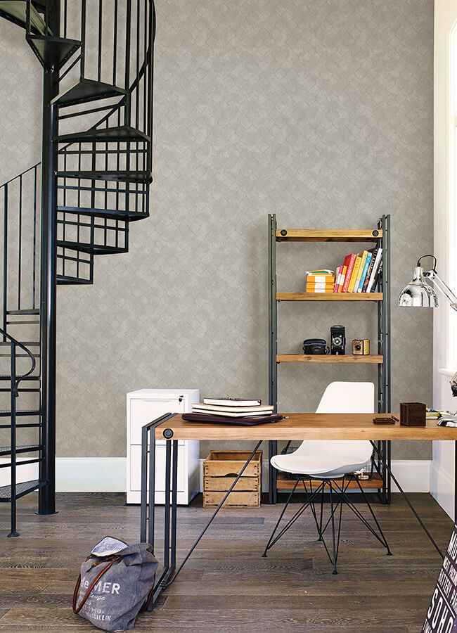 Rauta Silver Hexagon Tile Wallpaper - York Wallcoverings - 4105-86656 - York Wallcoverings Wallpaper