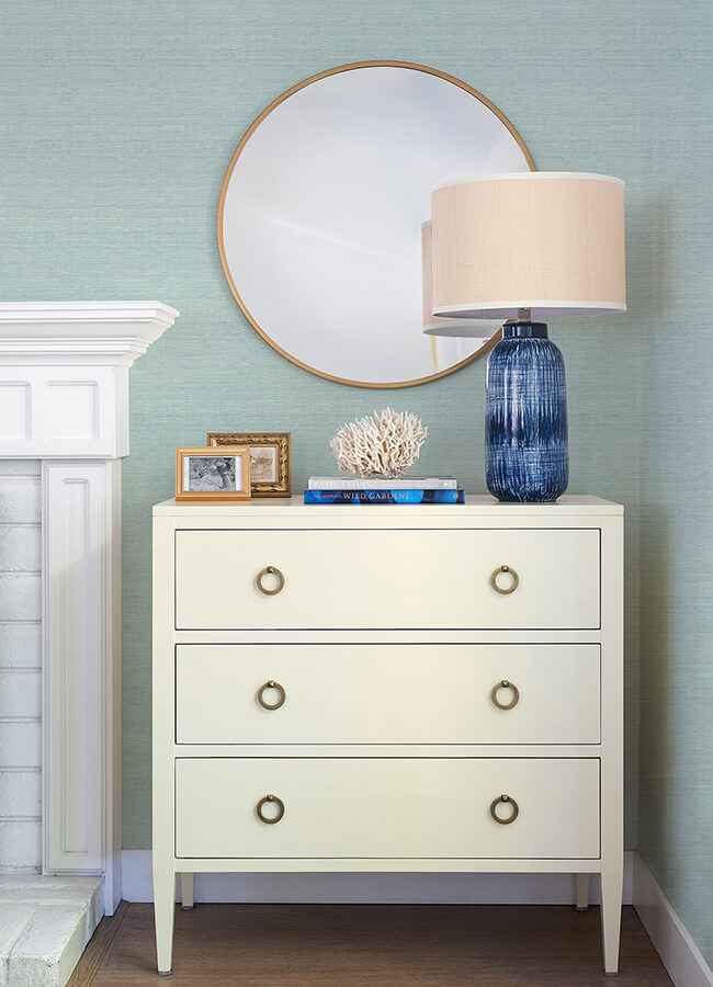 Agave Aqua Faux Grasscloth Wallpaper - York Wallcoverings - 4046-24282 - York Wallcoverings Wallpaper