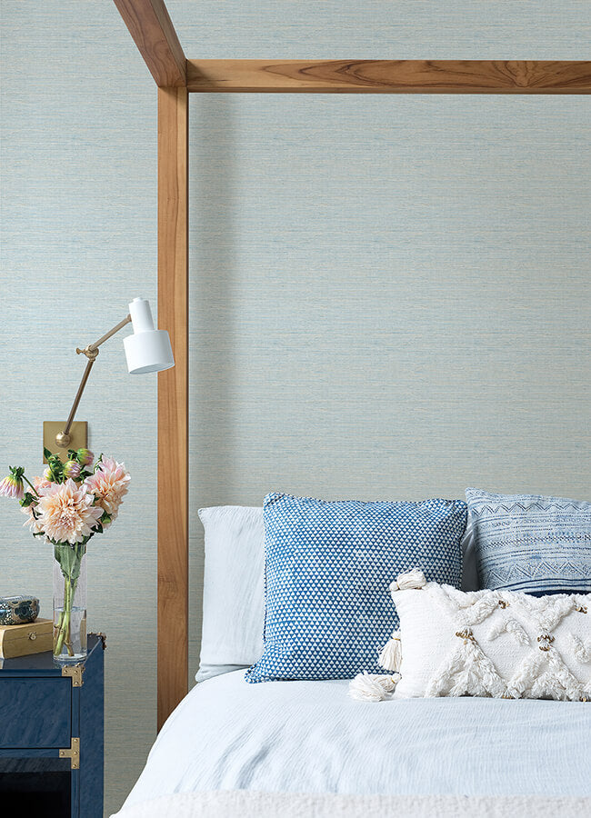 agave-sky-blue-faux-grasscloth-wallpaper-york-wallcoverings-4046-24283 - York Wallcoverings Wallpaper