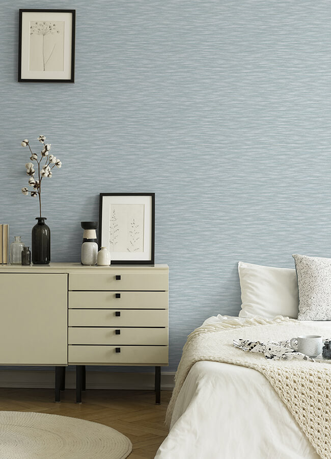 benson-light-blue-faux-fabric-wallpaper-york-wallcoverings-4046-26153 - York Wallcoverings Papel pintado