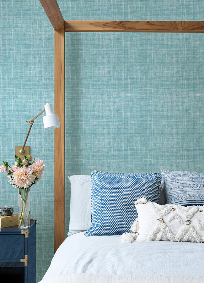 emerson-aqua-linen-wallpaper-york-wallcoverings-4046-26352 - York Wallcoverings Wallpaper