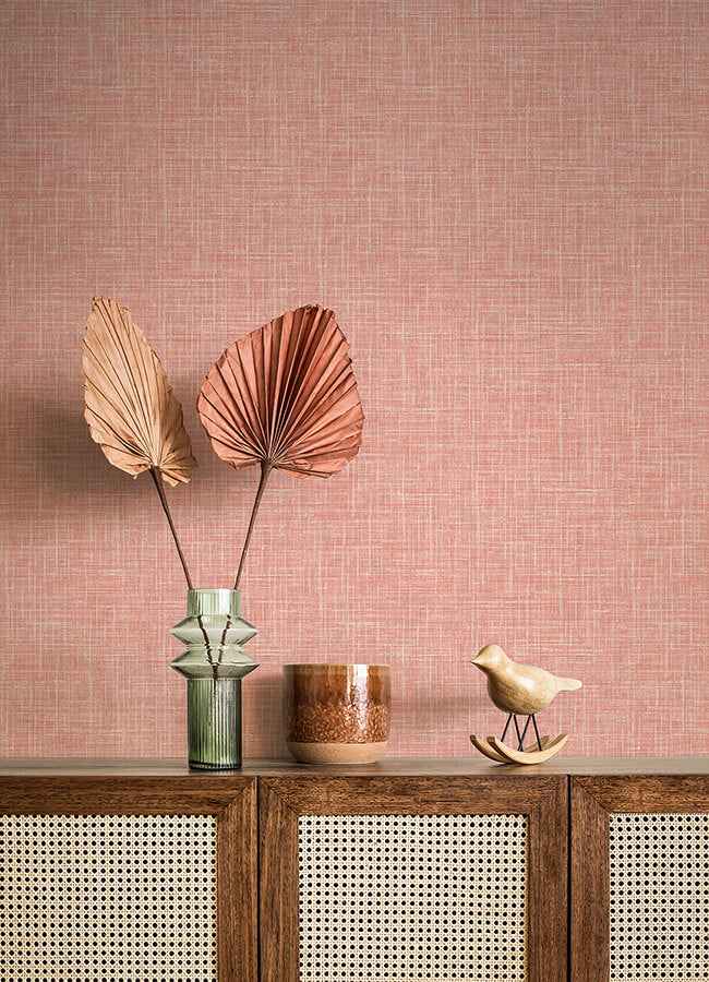 Emerson Coral Linen Wallpaper - York Wallcoverings - 4046-26355 - York Wallcoverings Wallpaper