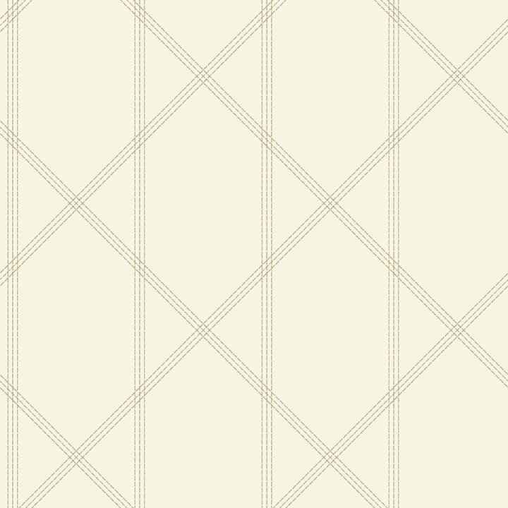 Walcott Cream Stitched Trellis Wallpaper - York Wallcoverings - 4074-26608 - York Wallcoverings Wallpaper