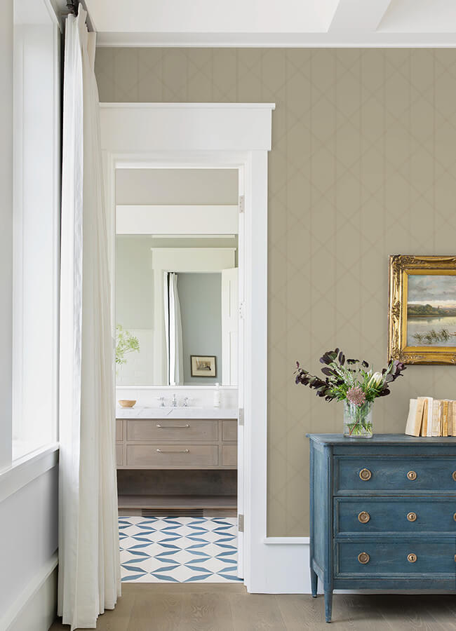 walcott-taupe-stitched-trellis-wallpaper-york-wallcoverings-4074-26610 - York Wallpaper Wallpaper