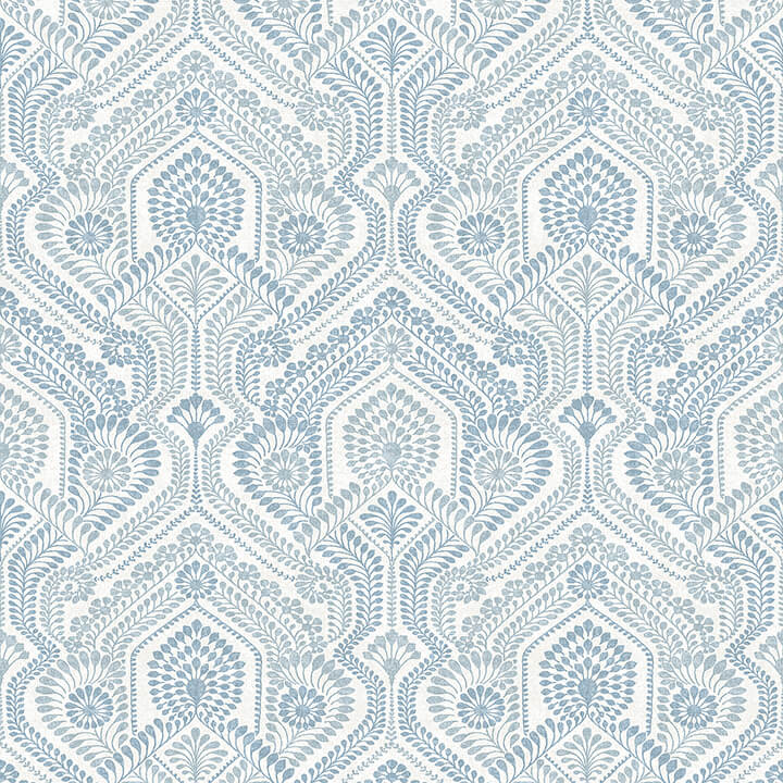 fernback-blue-ornate-botanical-wallpaper-york-wallcoverings-4074-26611 - York Wallcoverings Wallpaper