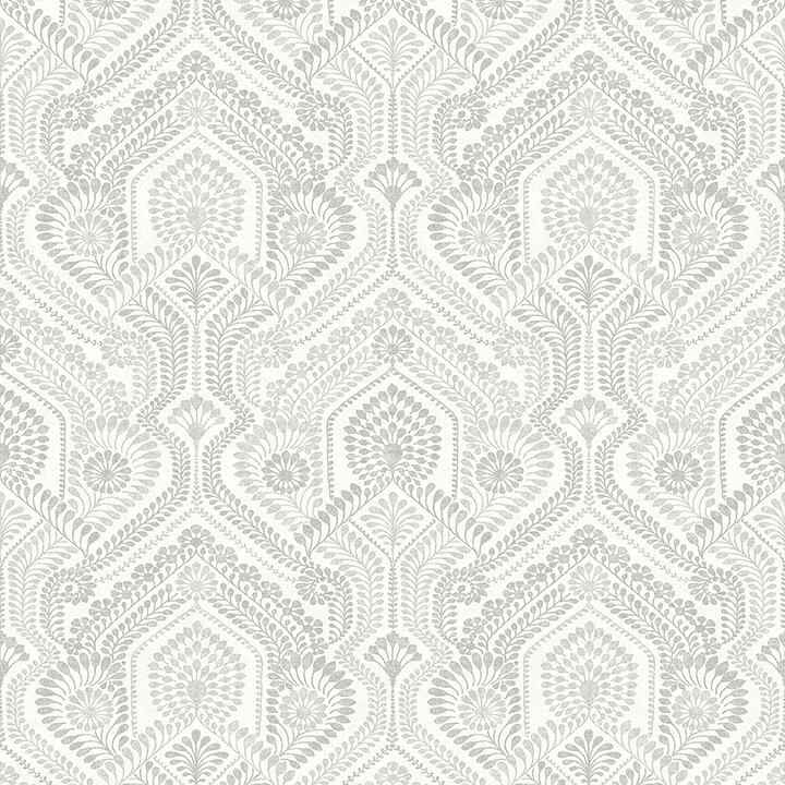 Fernback Grey Ornate Botanical Wallpaper - York Wallcoverings - 4074-26612