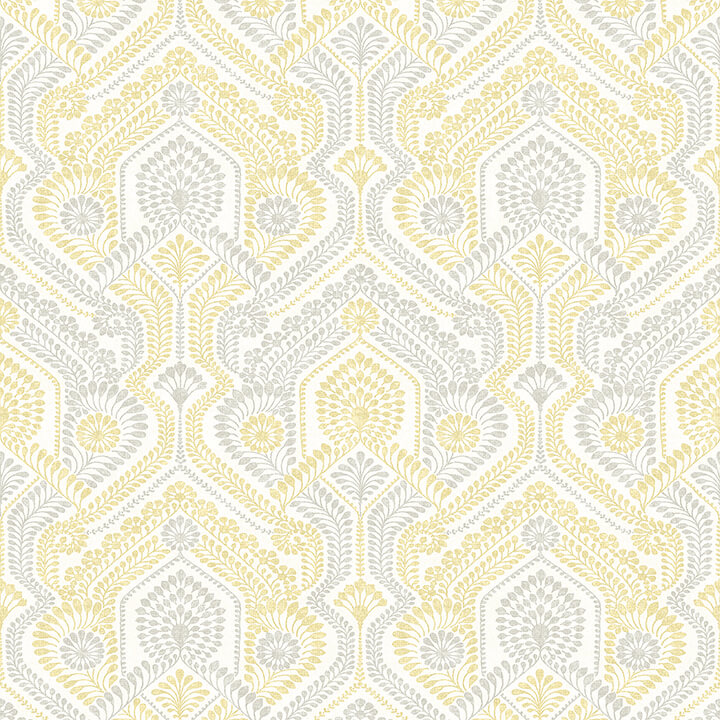 fernback-yellow-ornate-botanical-wallpaper-york-wallcoverings-4074-26615 - York Wallcoverings Papel pintado