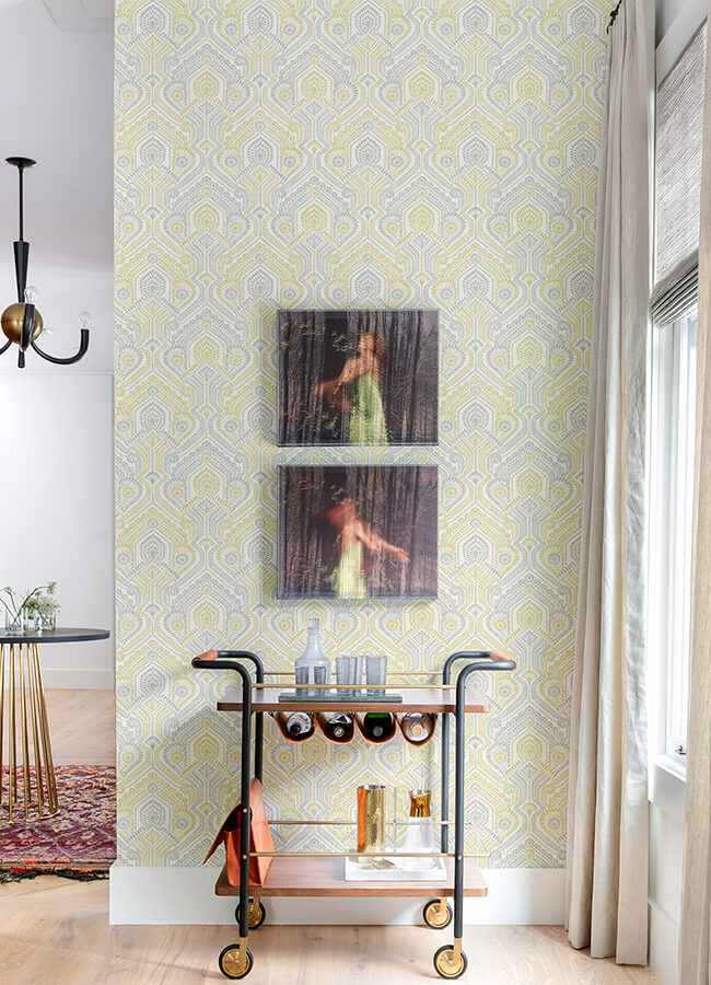 Fernback Yellow Ornate Botanical Wallpaper - York Wallcoverings - 4074-26615 - York Wallcoverings Wallpaper