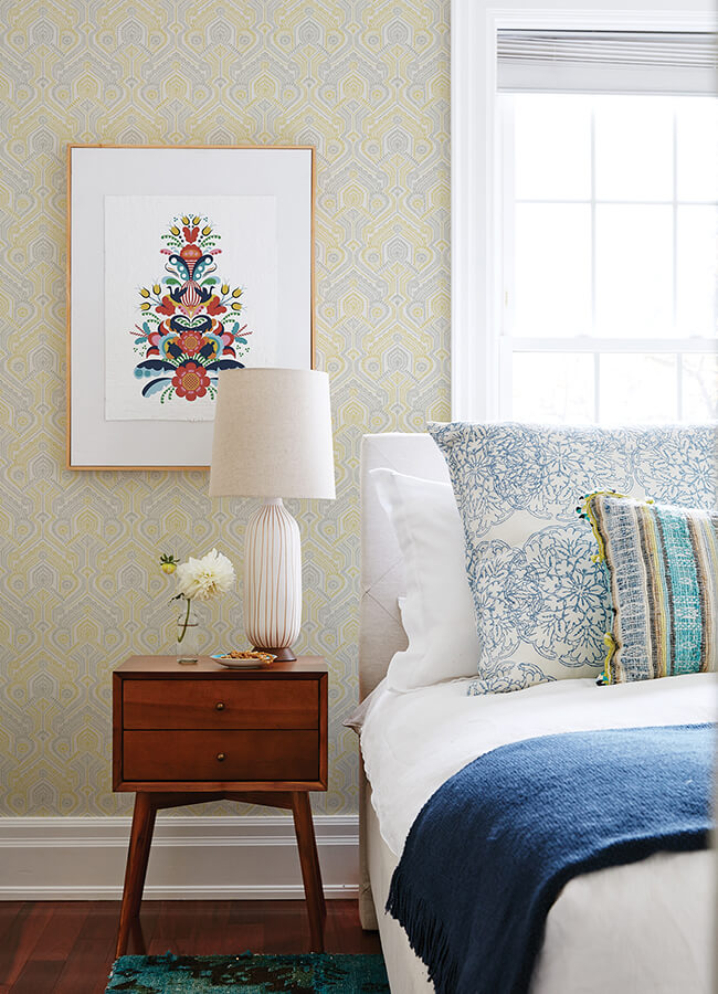 fernback-yellow-ornate-botanical-wallpaper-york-wallcoverings-4074-26615 - York Wallcoverings Papel pintado