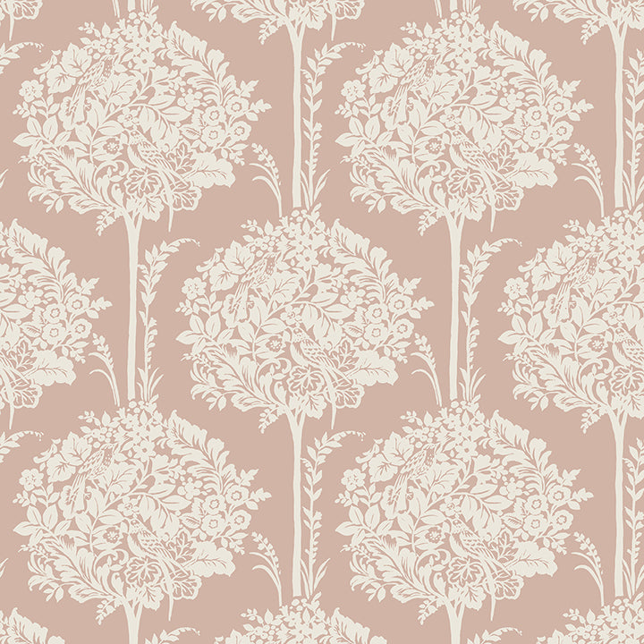 Zaria Apricot Topiary Wallpaper - York Wallcoverings - 4074-26624