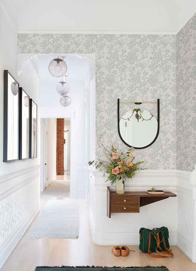 Helen Light Grey Floral Trail Wallpaper - York Wallcoverings - 4074-26629 - York Wallcoverings Wallpaper