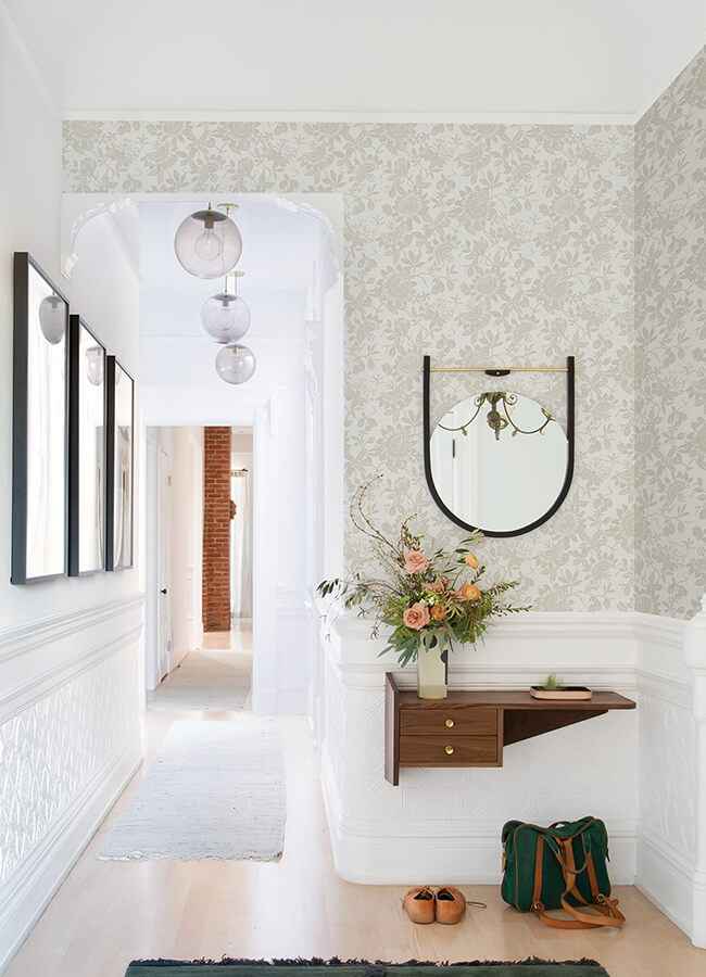 Helen Taupe Floral Trail Wallpaper - York Wallcoverings - 4074-26633 - York Wallcoverings Wallpaper