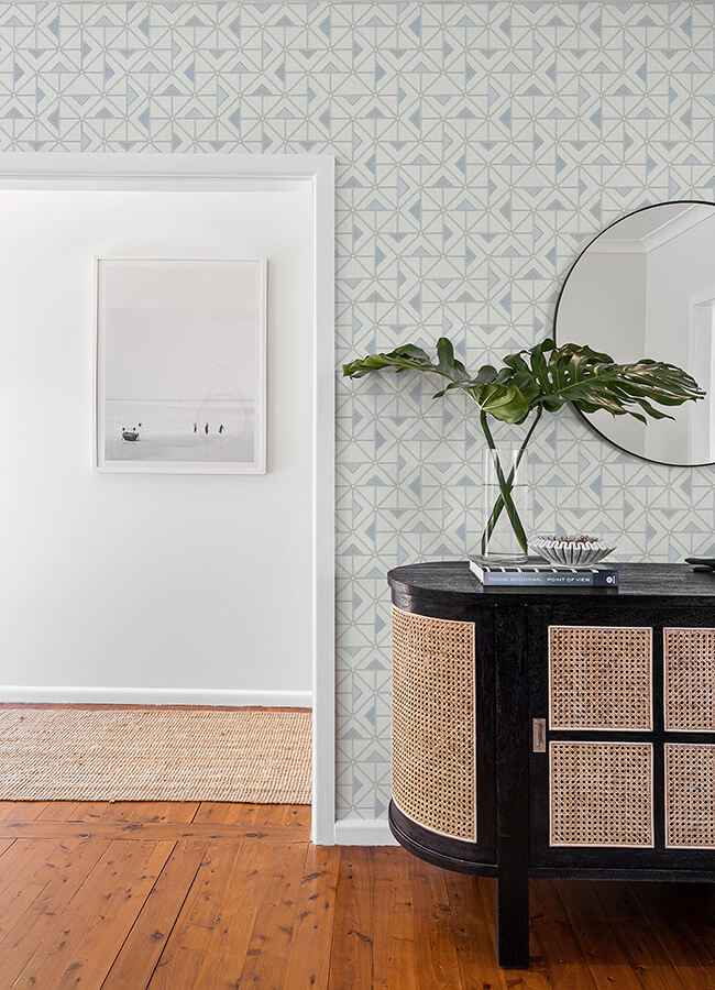 Jekyl Blue Triangles Wallpaper - York Wallcoverings - 4074-26635 - York Wallcoverings Wallpaper