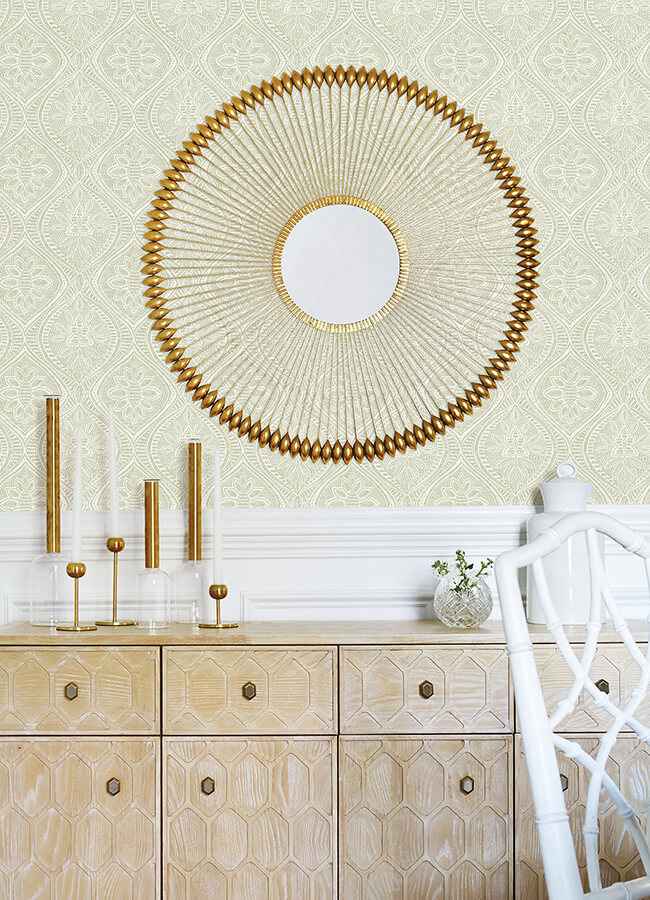 Scout Moss Floral Ogee Wallpaper - York Wallcoverings - 4074-26643 - York Wallcoverings Wallpaper