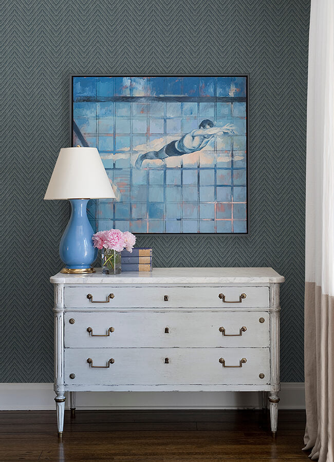 glynn-teal-chevron-wallpaper-york-wallcoverings-4074-26654 - York Wallcoverings Wallpaper