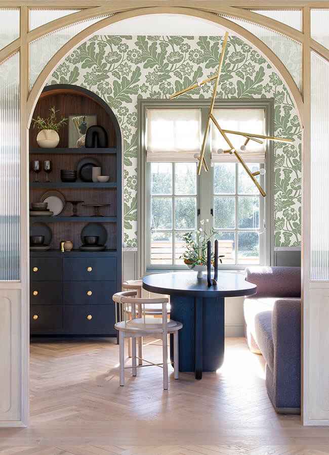 Augusta Seafoam Flock Damask Wallpaper - York Wallcoverings - 4074-87375 - York Wallcoverings Wallpaper