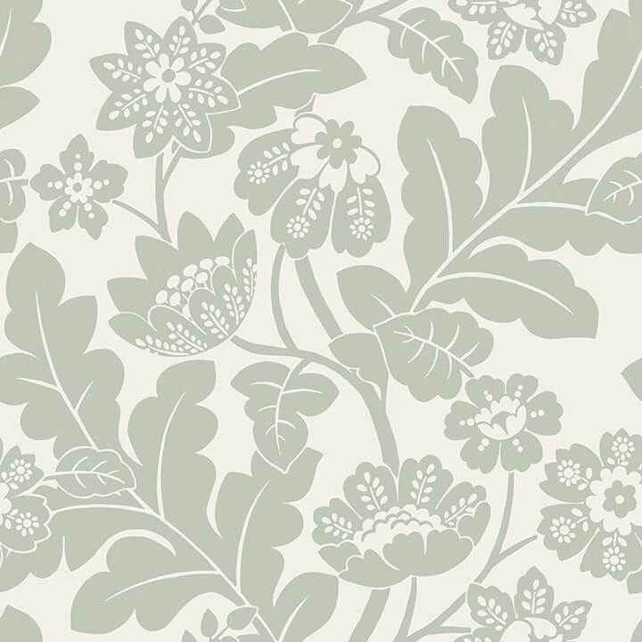 Augusta Silver Flock Damask Wallpaper - York Wallcoverings - 4074-87378