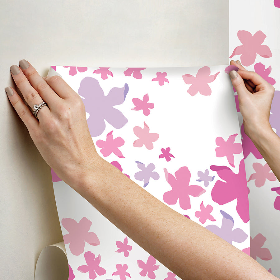 lele-lillies-pink-peel-and-stick-wallpaper-york-wallcoverings-lss4951 - York Wallcoverings Wallpaper