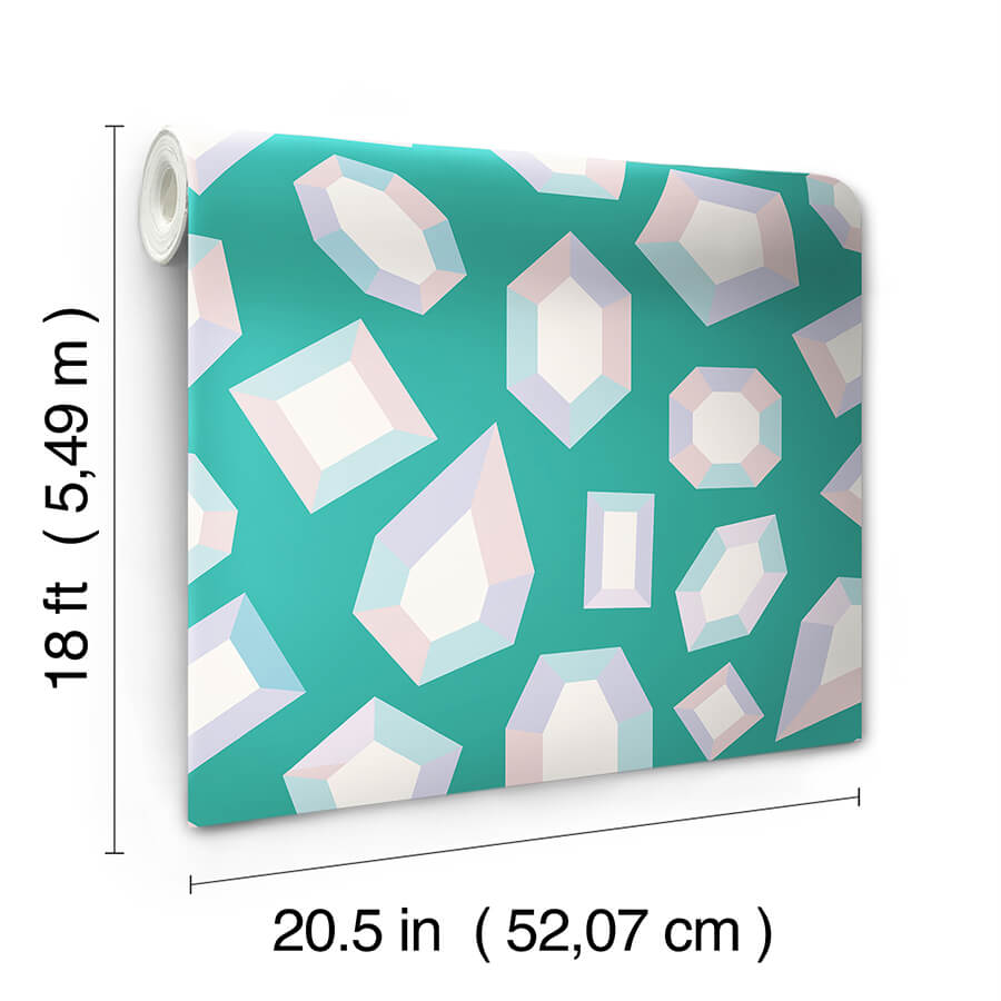 lele-gems-teal-peel-and-stick-wallpaper-york-wallcoverings-lss4952 - York Wallcoverings Wallpaper