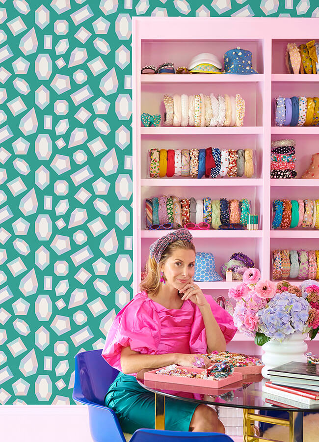 lele-gems-teal-peel-and-stick-wallpaper-york-wallcoverings-lss4952 - York Wallcoverings Wallpaper