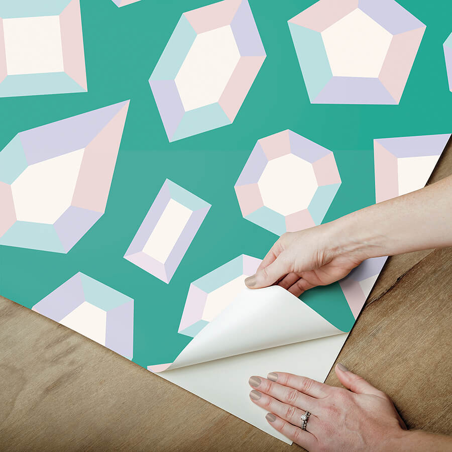 lele-gems-teal-peel-and-stick-wallpaper-york-wallcoverings-lss4952 - York Wallcoverings Wallpaper