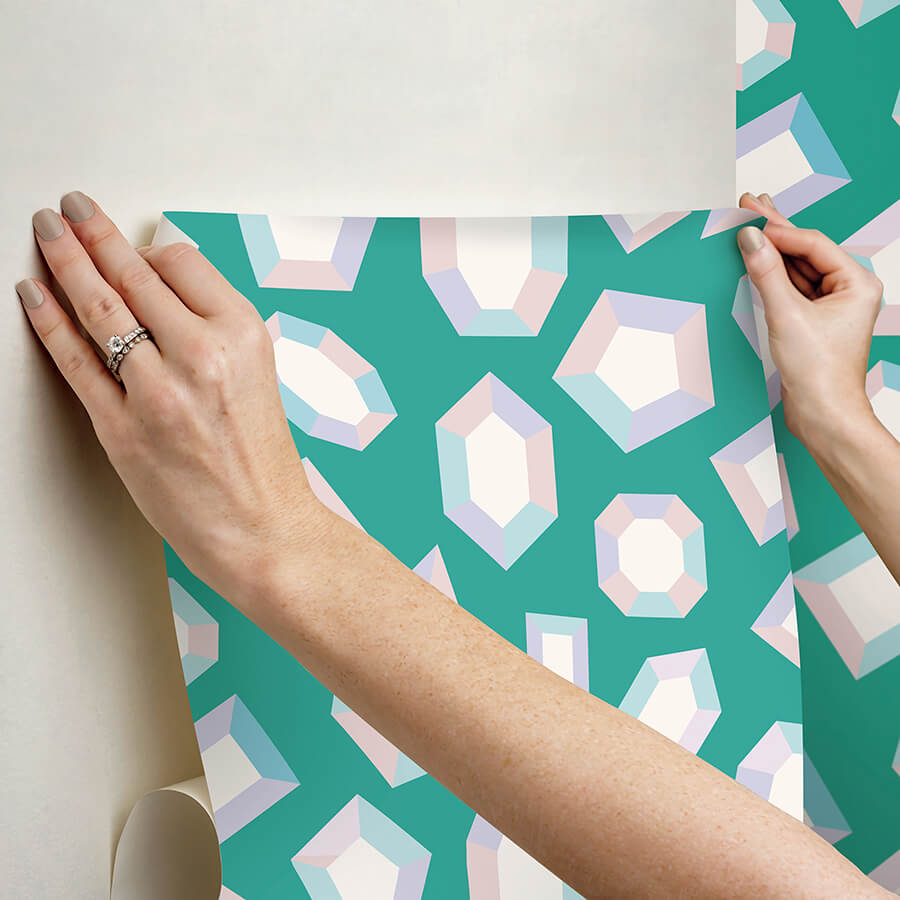 lele-gems-teal-peel-and-stick-wallpaper-york-wallcoverings-lss4952 - York Wallcoverings Wallpaper