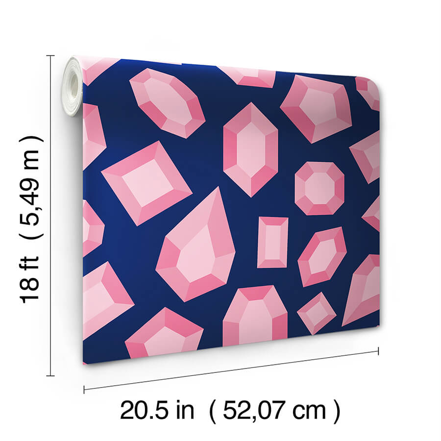 lele-gems-navy-peel-and-stick-wallpaper-york-wallcoverings-lss4953 - York Wallcoverings Wallpaper