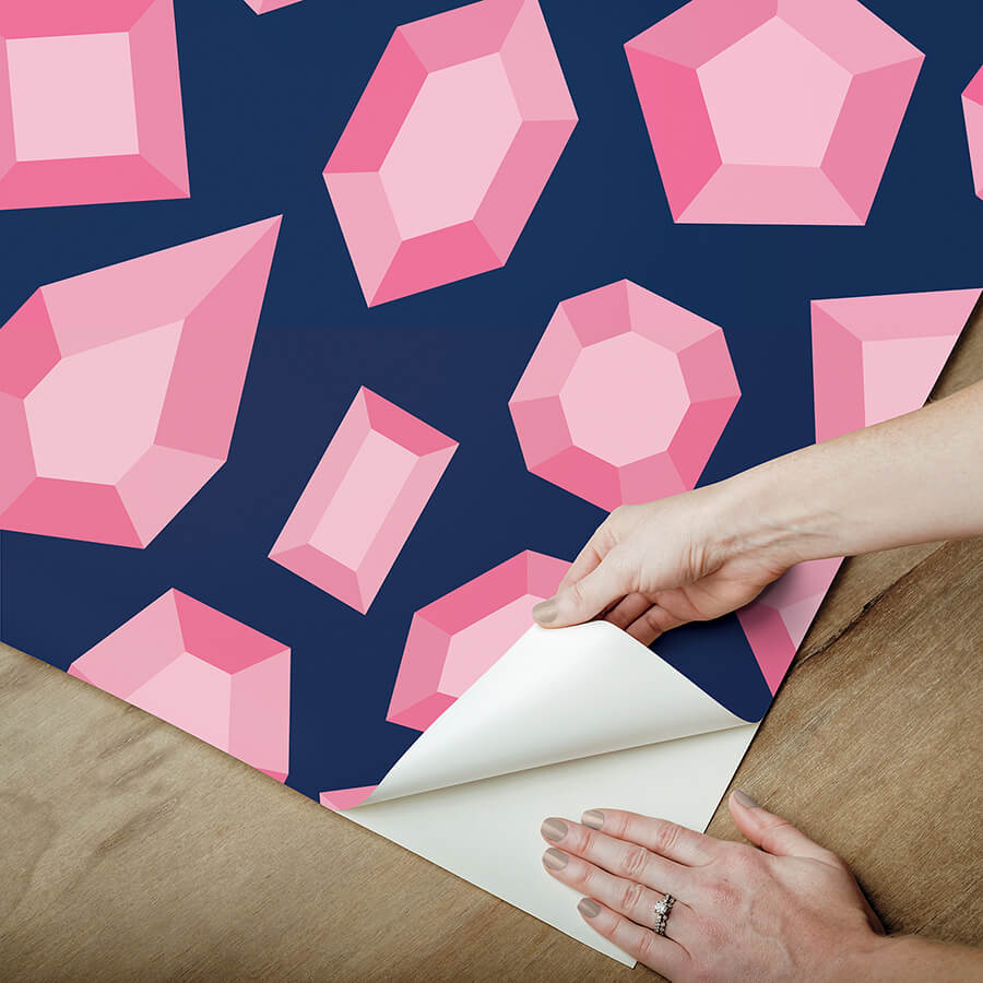 lele-gems-navy-peel-and-stick-wallpaper-york-wallcoverings-lss4953 - York Wallcoverings Wallpaper