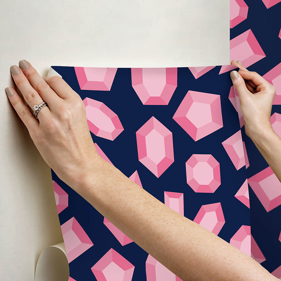 lele-gems-navy-peel-and-stick-wallpaper-york-wallcoverings-lss4953 - York Wallcoverings Wallpaper