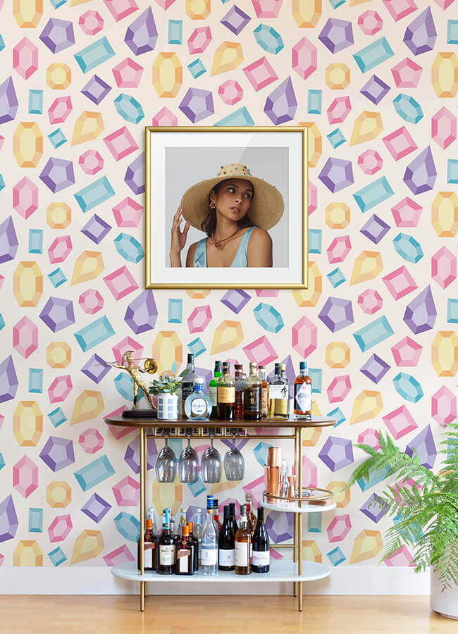 lele-gems-ivory-peel-and-stick-wallpaper-york-wallcoverings-lss4954 - York Wallcoverings Wallpaper