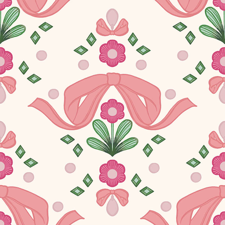 bow-damask-pink-peel-and-stick-wallpaper-york-wallcoverings-lss4955 - York Wallcoverings Wallpaper