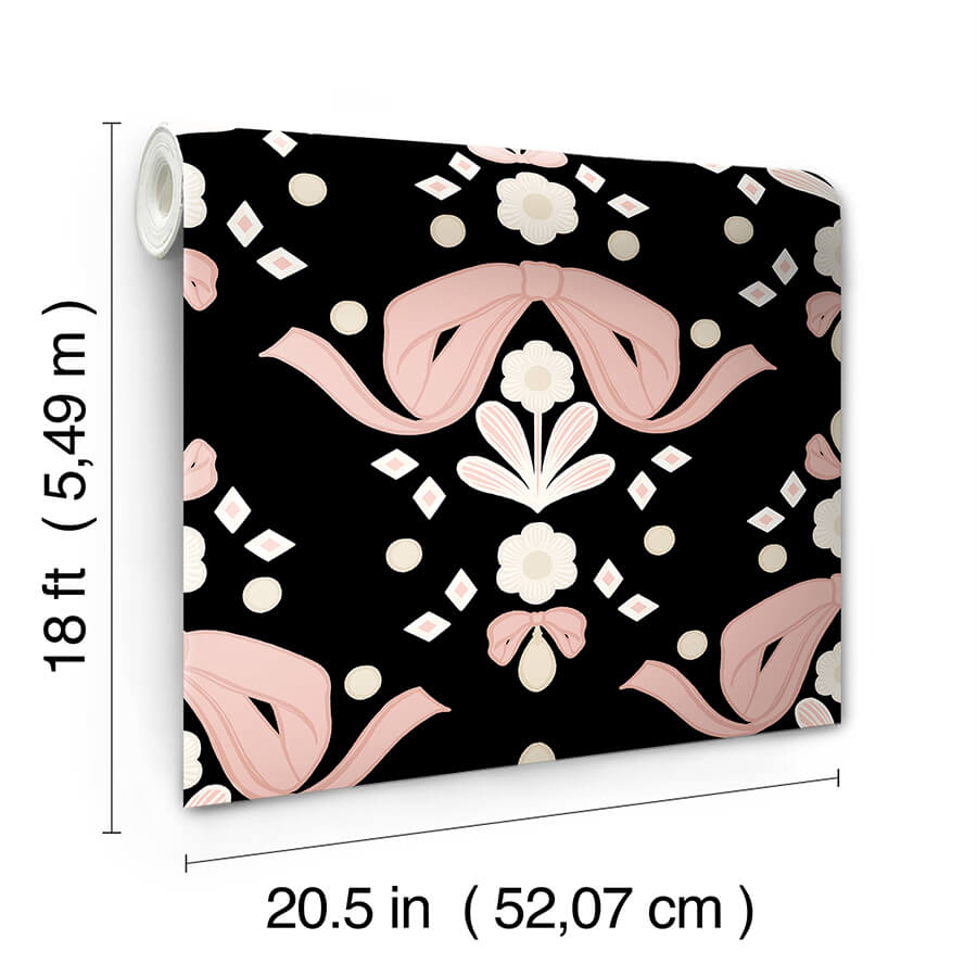 bow-damask-black-peel-and-stick-wallpaper-york-wallcoverings-lss4956 - York Wallcoverings Wallpaper