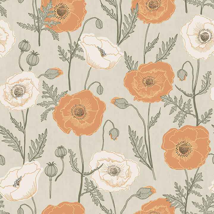 Spice Poppy Field Peel and Stick Wallpaper - York Wallcoverings - JHS5026