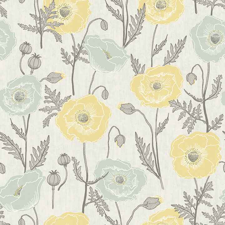 Poppy Field Aqua Peel & Stick Wallpaper - York Wallcoverings - JHS5027 - York Wallcoverings Wallpaper