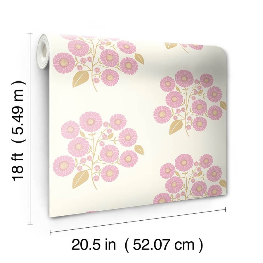 lilac-sienna-strawflower-peel-and-stick-wallpaper-york-wallcoverings-jhs5029 - York Wallcoverings Wallpaper