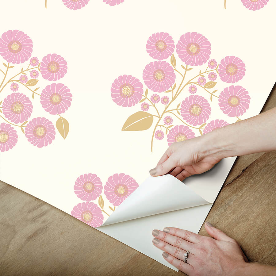 lilac-sienna-strawflower-peel-and-stick-wallpaper-york-wallcoverings-jhs5029 - York Wallcoverings Wallpaper