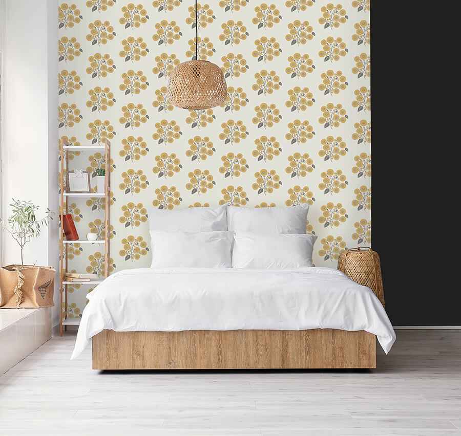 Mustard Grey Strawflower Peel and Stick Wallpaper - York Wallcoverings - JHS5031 - York Wallcoverings Wallpaper