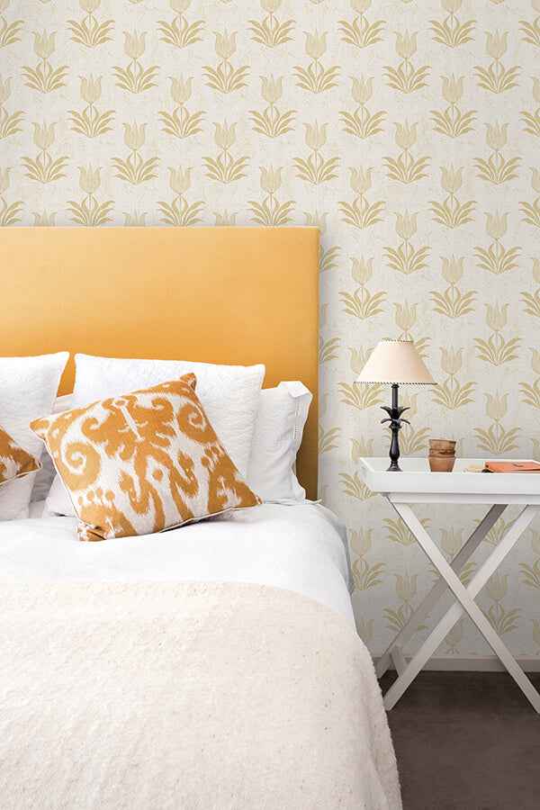 Mustard Parrot Tulip Peel and Stick Wallpaper - York Wallcoverings - JHS5032 - York Wallcoverings Wallpaper