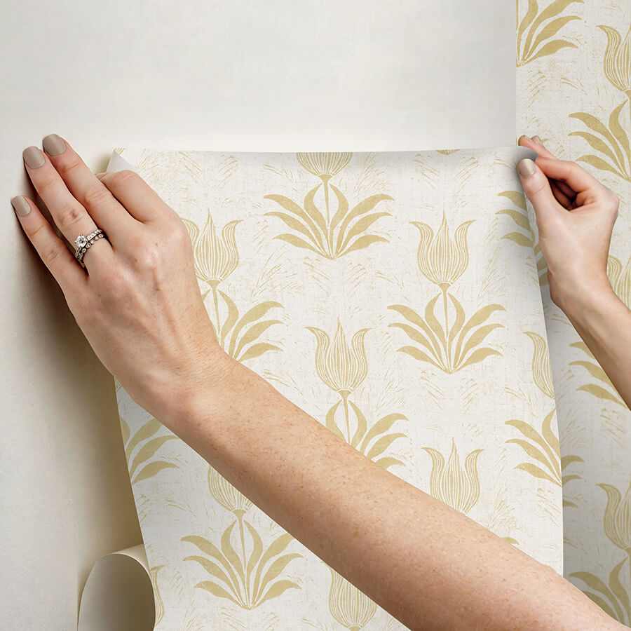 mustard-parrot-tulip-peel-and-stick-wallpaper-york-wallcoverings-jhs5032 - York Wallcoverings Wallpaper