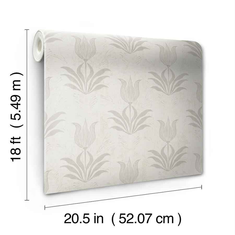 Grey Parrot Tulip Peel and Stick Wallpaper - York Wallcoverings - JHS5033 - York Wallcoverings Wallpaper
